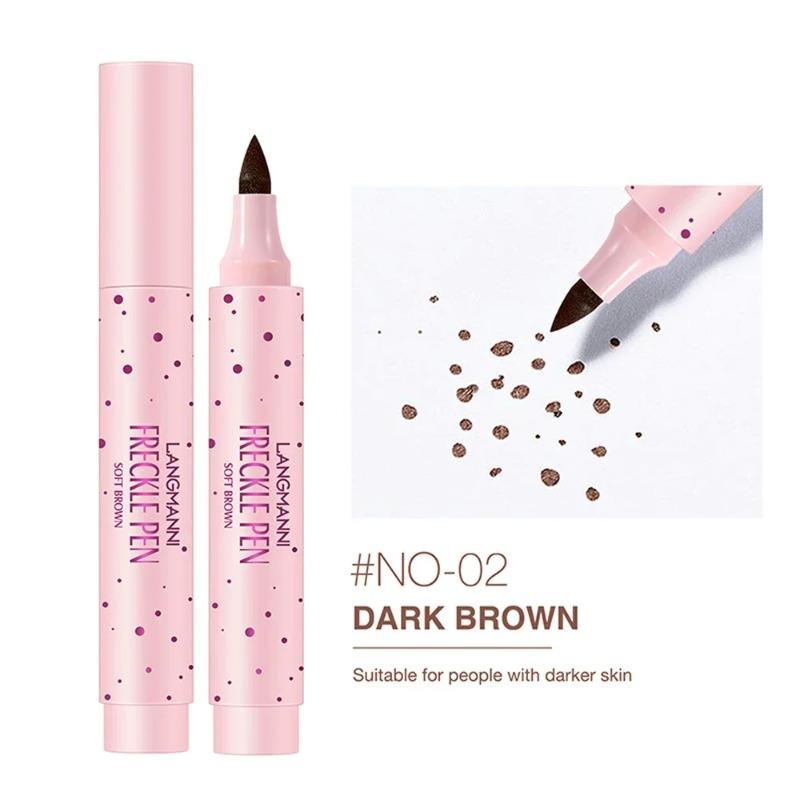 2 in 1 Natural Simulation Freckle Stamp Pen Waterproof Lasting Brown Eyeliner Dot Spot Pen Face Fake Freckle Eyeliner Pen Makeup