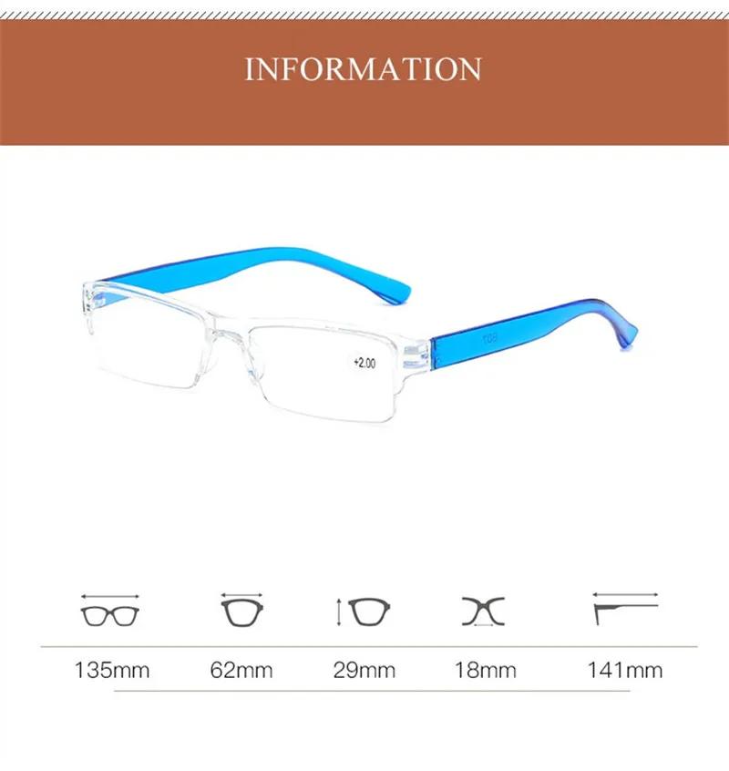 Reading Glasses Women Classic Half Frame Transparent Farsighted Eyewear Men Retro Anti Fatigue Hyperopia Eyeglasses +1.0 To+4.0