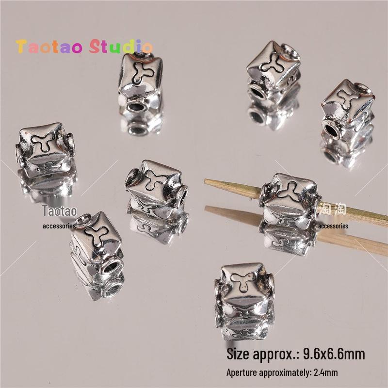 Tibetan Antique Silver Flower Spacer Beads Pendant for DIY Jewelry