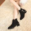 Fall Winter Faux Suede Short Boots Women Round Toe Thick Heel High  Fleece Lined Warm Cotton Shoes Mid Low Heel Women