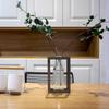 OFFIDIX Hydroponic Glass Vase Flower Base Wooden Frame Stylish Tabletop Vase Home Office Decoration