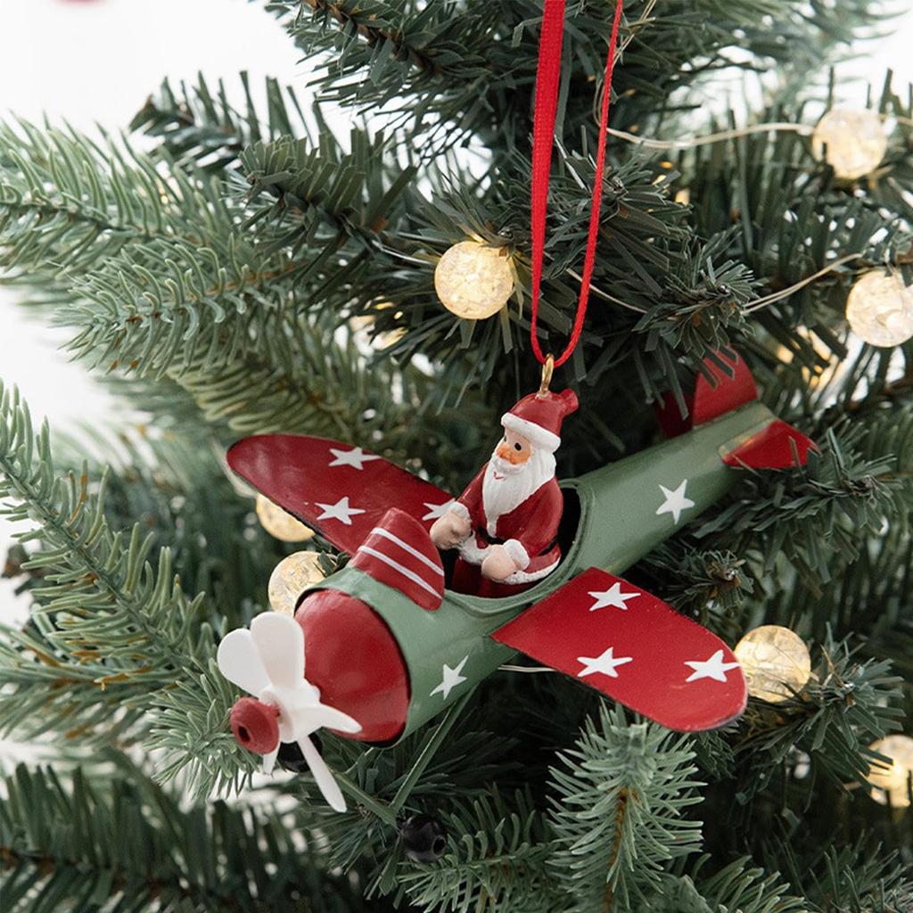 Figurky Santa Clause v letadle Vtipný letící Santa Claus Sněhulák v letadle