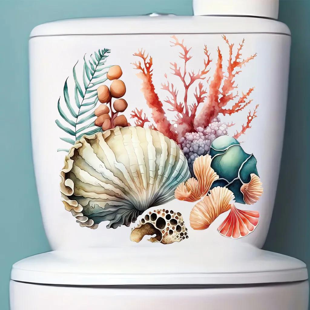 Cute Cartoon Marine Life Toilet Sticker PVC Sticker Toilet Wall Sticker DIY Self-adhesive Waterproof Bathroom Decoration