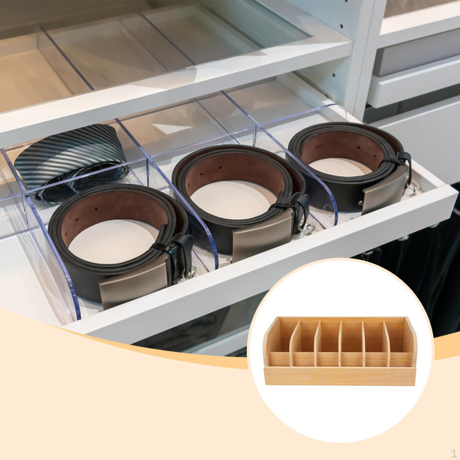 

Деревянный органайзер для ремней с 6 отделениями, коробка для хранения шарфов, легкая 13,8x4,8 дюйма стойка для галстуков