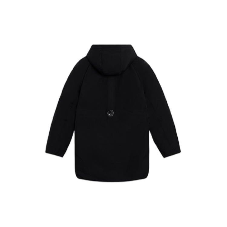 Li Ning Logo Print Hidden Zipper Hooded Down Jacket Men Jackets Black AYMS117-1