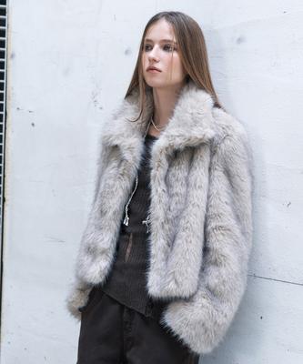 Mixxo Stand Collar Faux Fur Short Jacket_Miwjlg111G