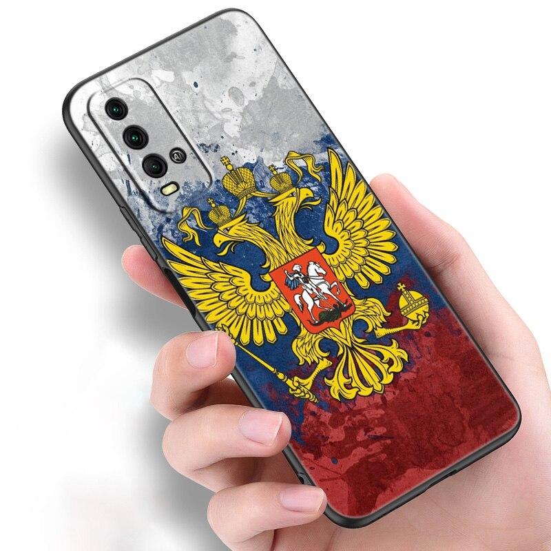 Russia Russian Flags Emblem Silicone Phone Case For Xiaomi Redmi Note 11 10 9 8 Pro 11T 10T 10S 9S 8T 9 9A 9C 9T Black Cover