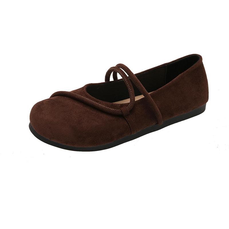 

Flat-bottomed suede leopard print single shoes women s shoes 2025 new spring and autumn French versatile soft-soled Mary Jane evening shoes 40