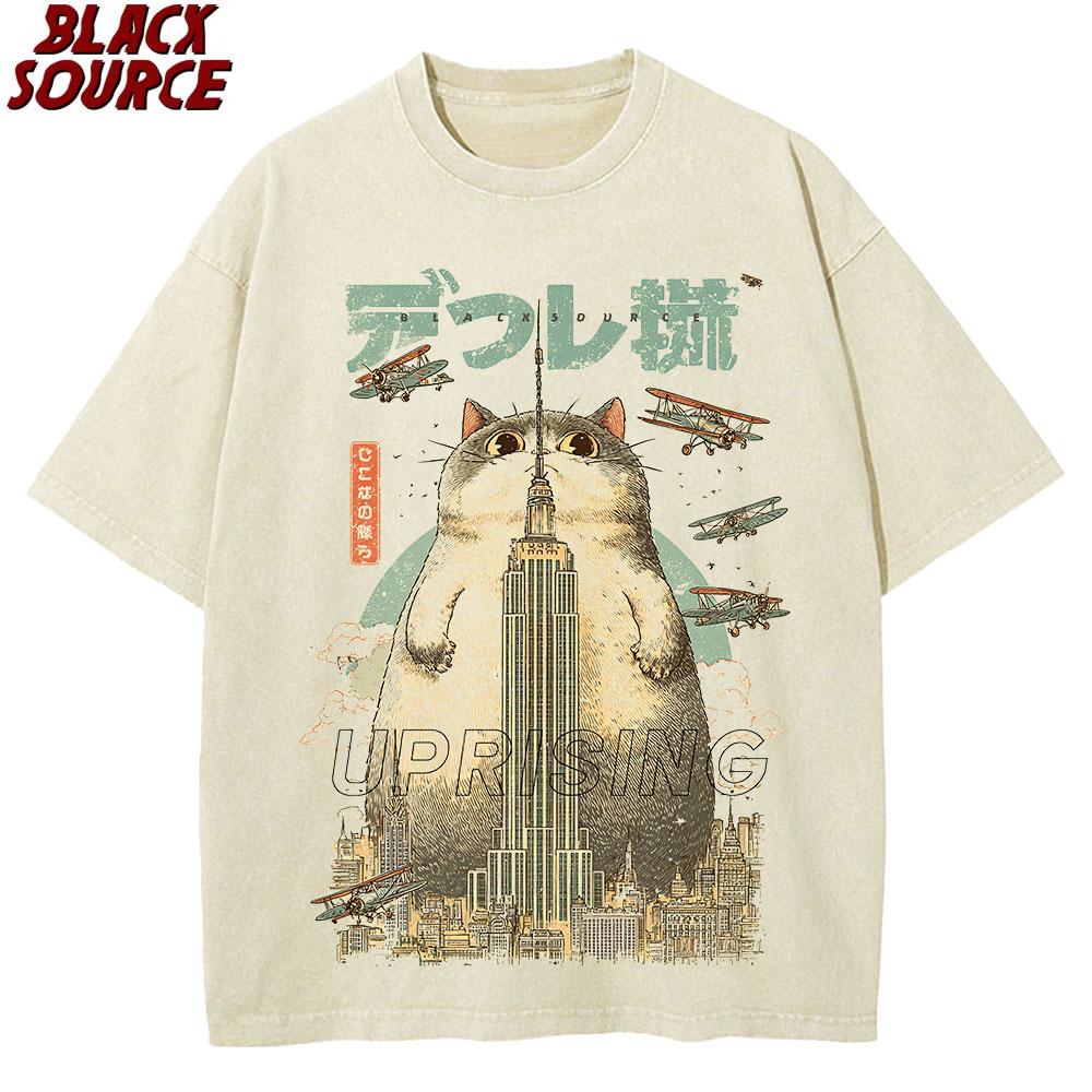 

T Funny Cat Eating Ramen Vintage Japanese Noodles Geek Normal All Cotton Mens Tops T Shirt Casual Tees Hot Sale T Shirts S