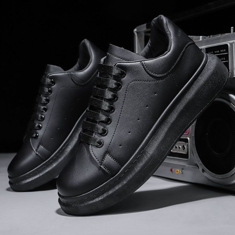 Platform white shoes men's and women's shoes 2025 new leather heightening muffin small casual sports couple board shoes men's