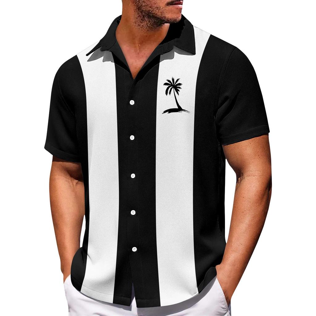 Men's Hawaiian Printed Button Short Sleeve Shirts Men's Casual Fashion Short Sleeve Shirts