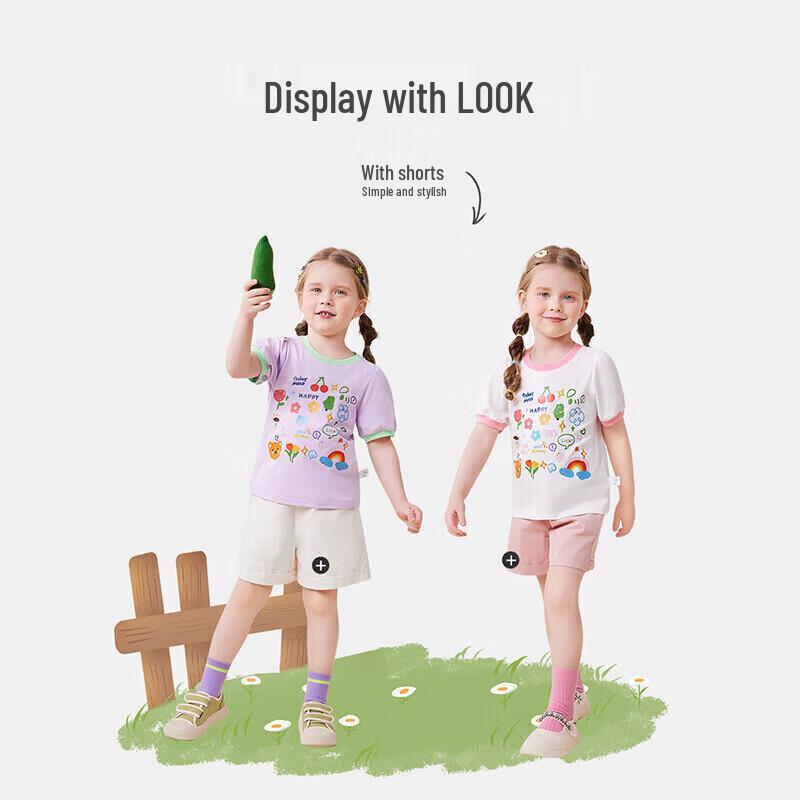 MQDMINI Girls' Bubble Sleeve Short Sleeve T-shirt