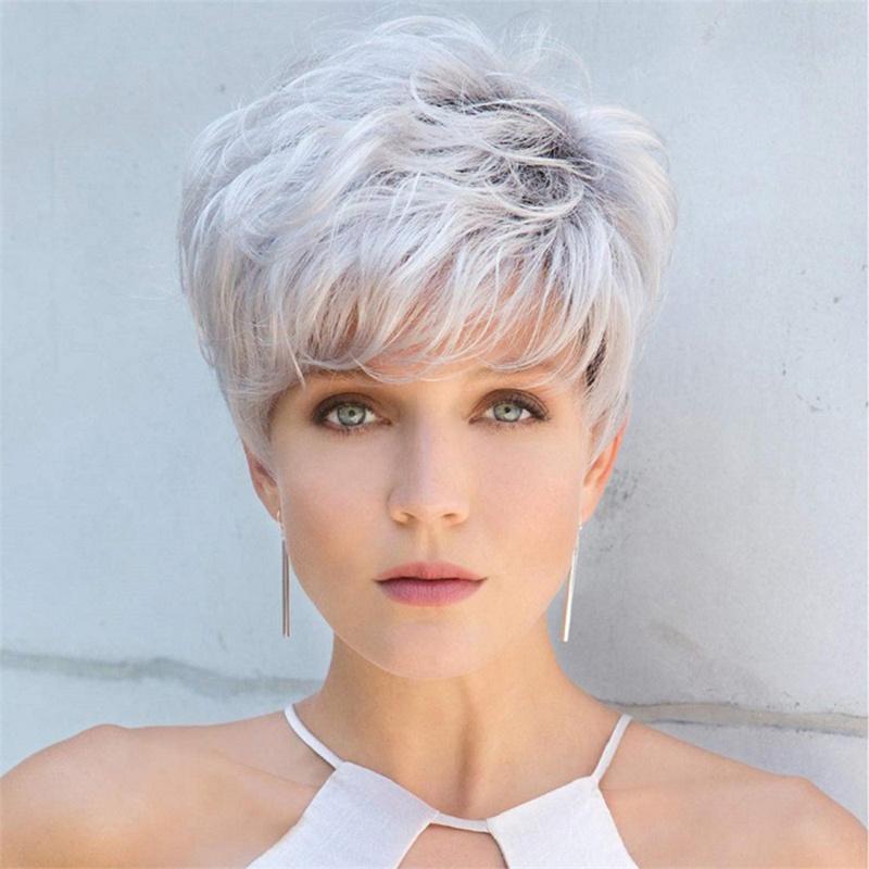 Synthetic Curly Wigs Women Wig Mommy Hair Wig with Bangs Cancer Patient Gift Daily Casual Use