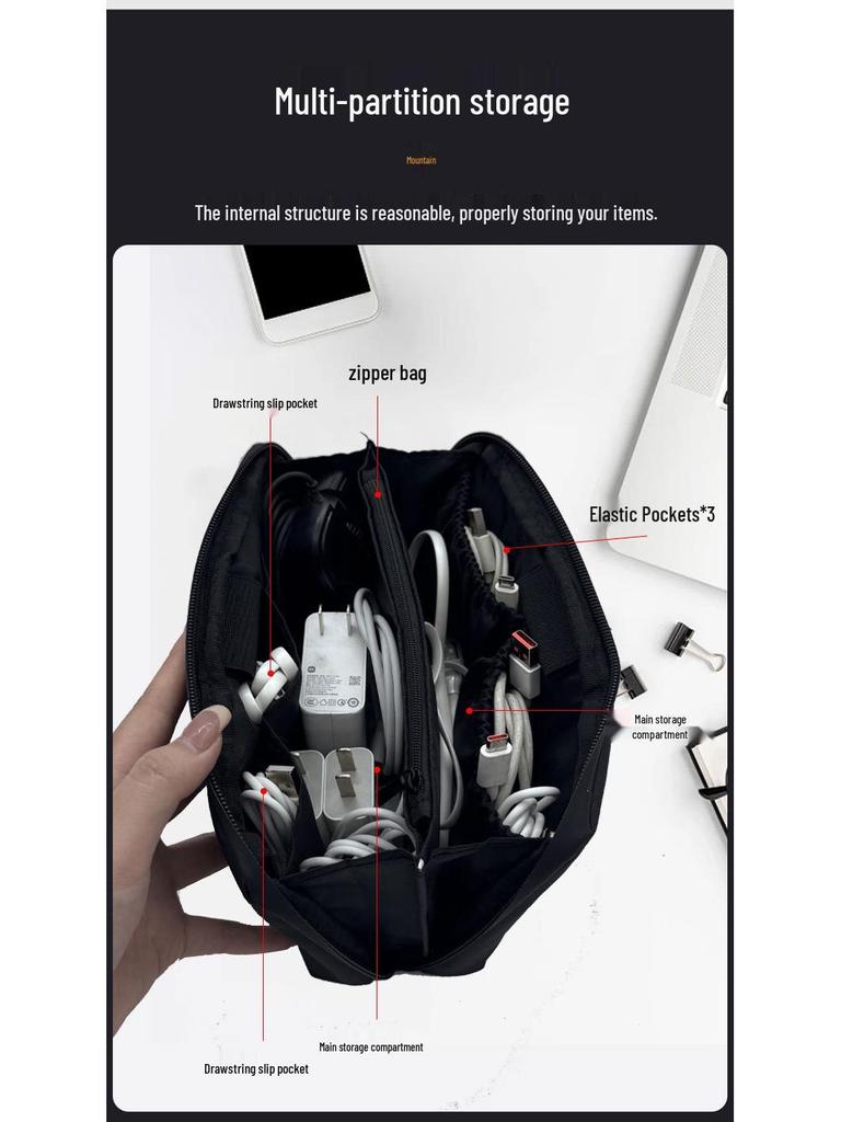 Wasserdichte Leder-Digitale Accessoires Tasche für Powerbanks, Festplatten, USB-Sticks, Kopfhörer und Kabel