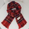 Festive Korean-Style Red Plaid Neck Warmer Scarf for Couples