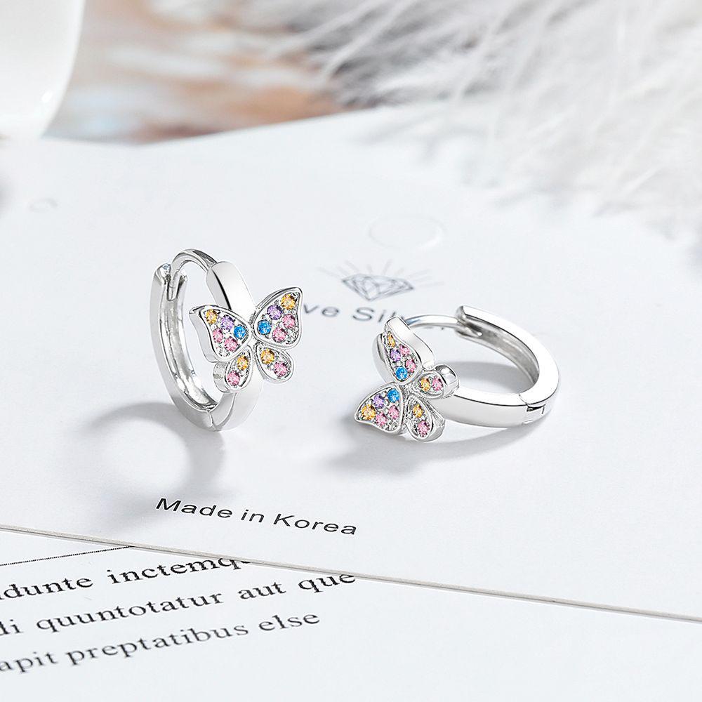 Women's Colorful Zircon Bow Earrings