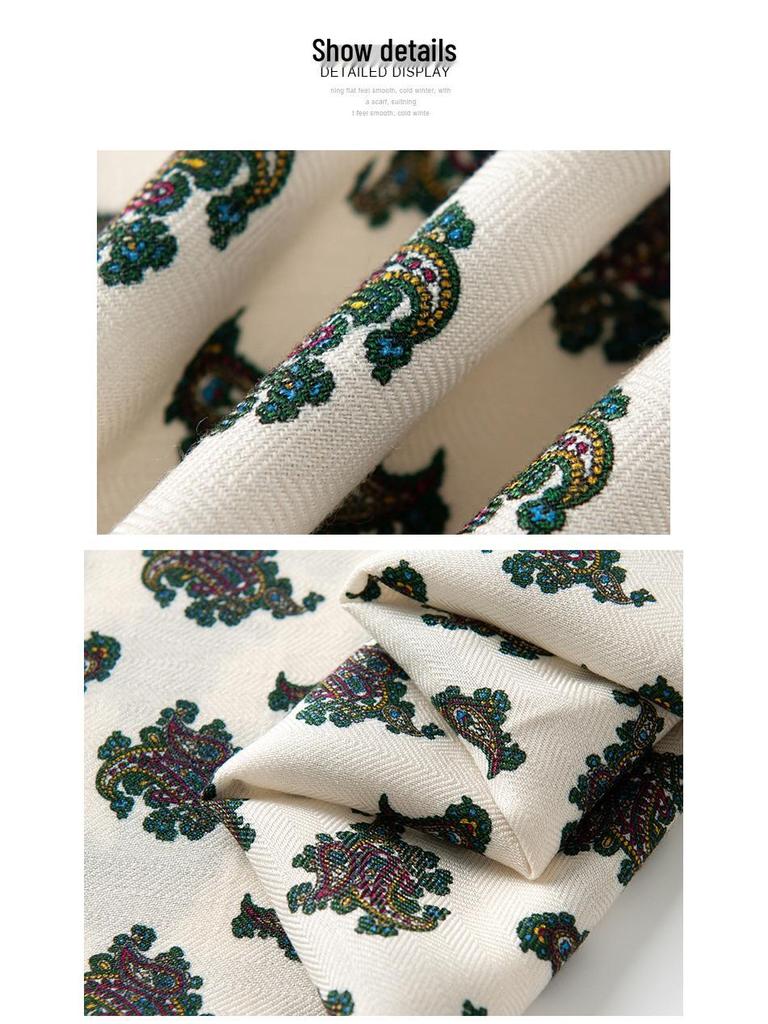 Elegant Versatile Double-Sided Cashew Print Scarf: Fashionable Neckwear, Sun Protection & Warm Shawl for Women
