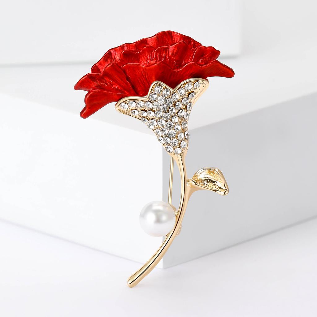 Mother's Day Enamel Carnation Brooch for Women Unisex Botanical Flower Pins Event Funny Luxury Gifts New Year Friends Decoration