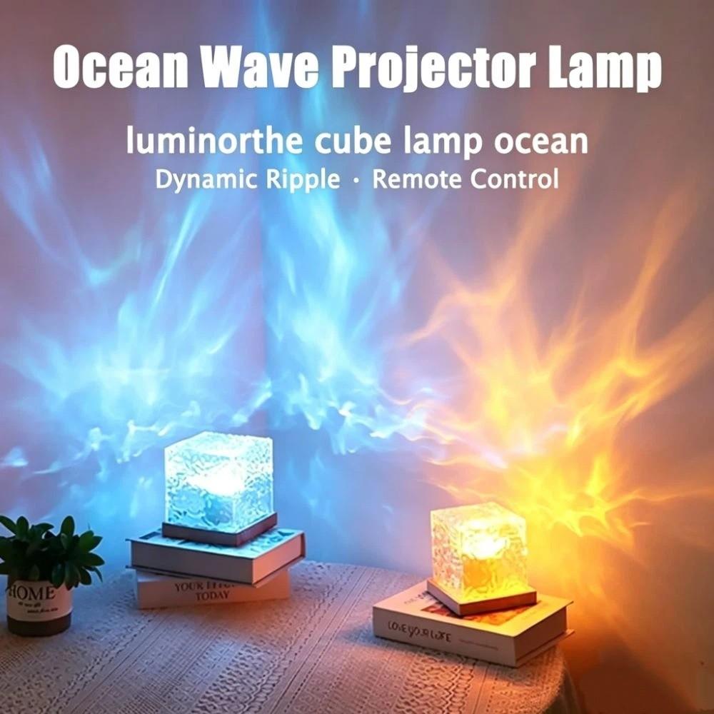 Remote Control Water Ripple Lamp Dynamic Rotating, Crystal Night Light Gift for Couple