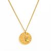 Fenny 18K Gold Plated Waterproof Hypoallergenic Fashion Retro Lion Embossed Coin Pendant Stainless Steel Necklace