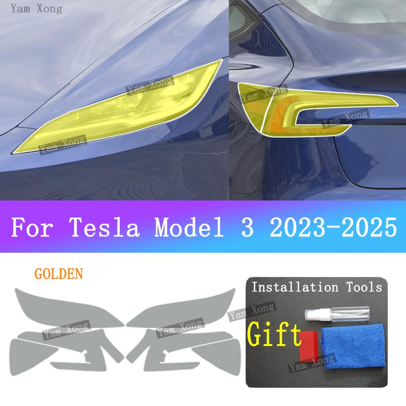 Für Tesla Model 3 Außen Scheinwerfer Rücklicht Transparente Schutzfolie Model 3+ Front Heck Schwarz Verfärbende Folien