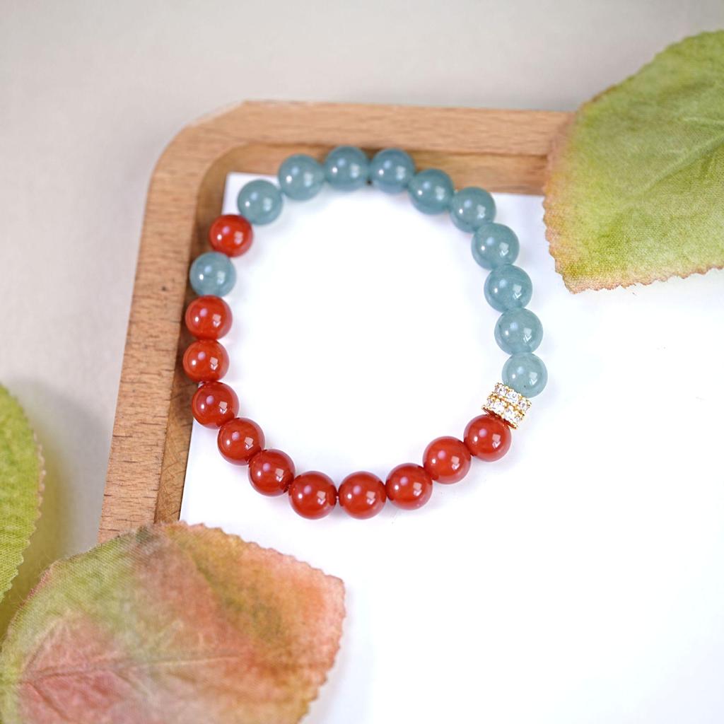 Bracelet Élégant pour Femmes en Jade d'Eau Bleu – Bijou Agate Haut de Gamme