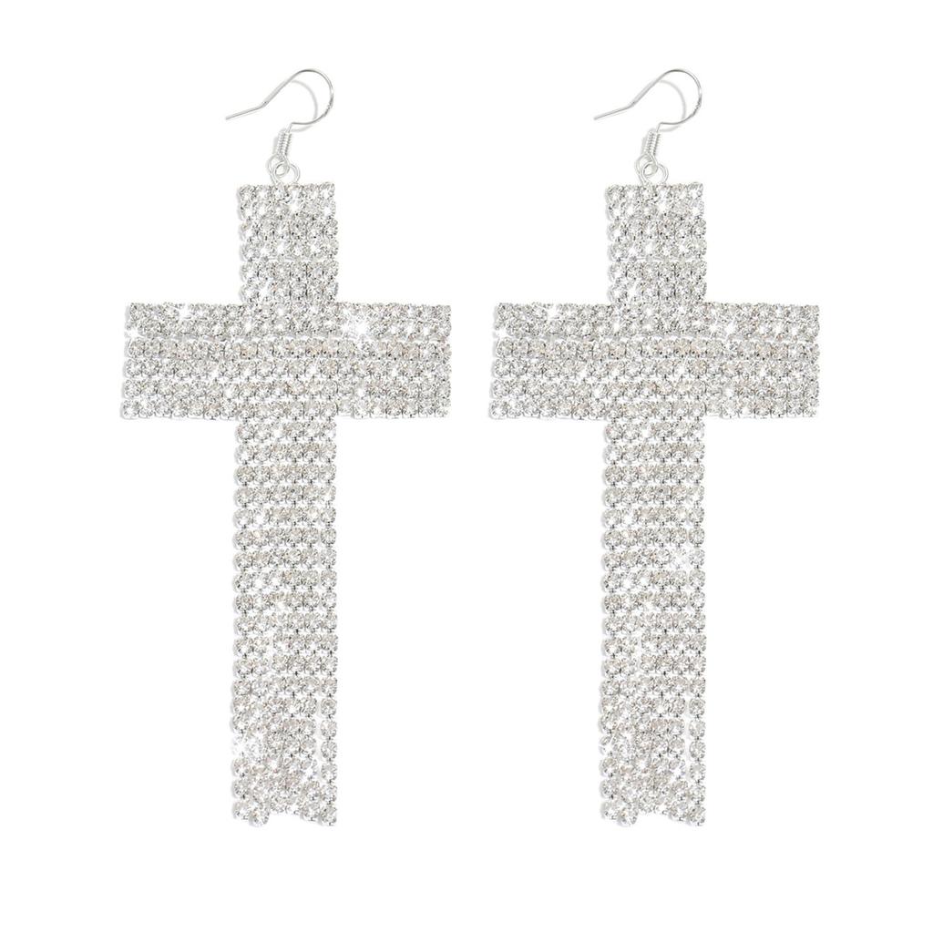 Ladies' fashionable design cross light luxury earrings and jewelry are suitable for dates, parties, holidays, and gifts