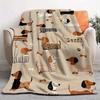 Dachshund Print Flannel Throw Blanket  Brown Black White All Seasons Home Travel Comfort Decor