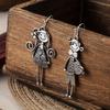 Tiny Happy Boy & Girl Earrings - Silver Color Dangle Earrings