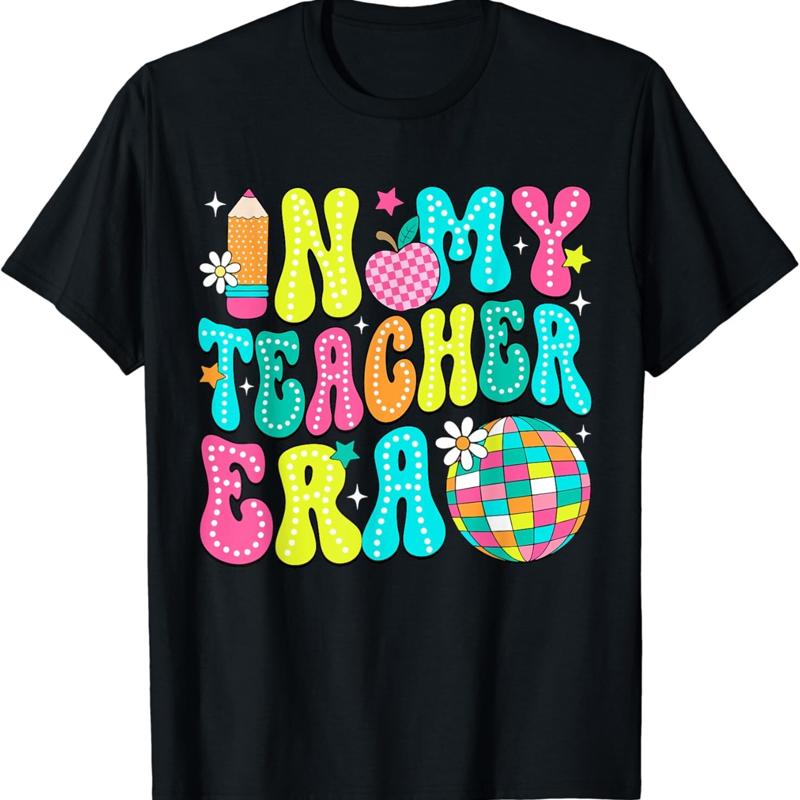 

In My Teacher Era Groovy Girl Team Back To School T Shirt - Men s Summer Cotton Graphic Tee S разноцветный