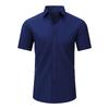 Men 4-Way Stretch Long Sleeve Open Front Shirt, Wrinkle Resistant Thin Business Casual Dress Shirt for Amazon Cross-border