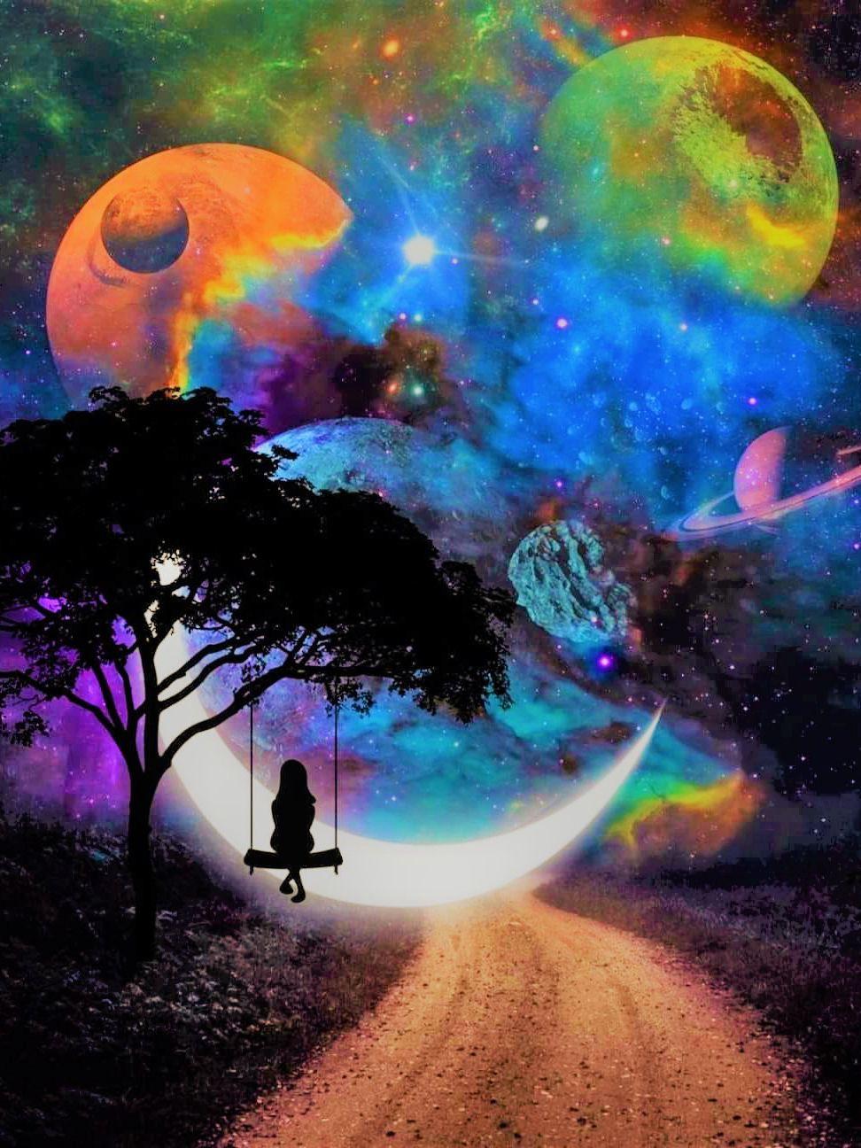 

RUOPOTY DIY краска по номерам лунный пейзаж акрил уникальный подарок на холсте настенная картина по номерам дерево для гостиной 40x50cm NO Frame