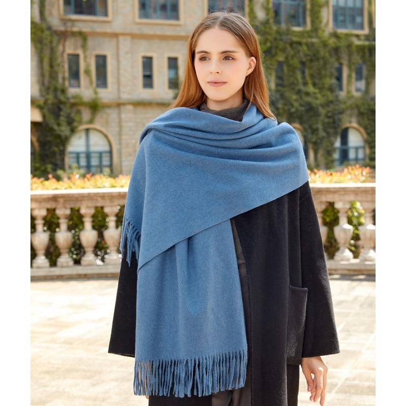 Czerwony szalik damski zimowy wysokiej klasy zagęszczony wełniany szalik wszechstronny męski szal jednolity kolor kaszmirowy szalik