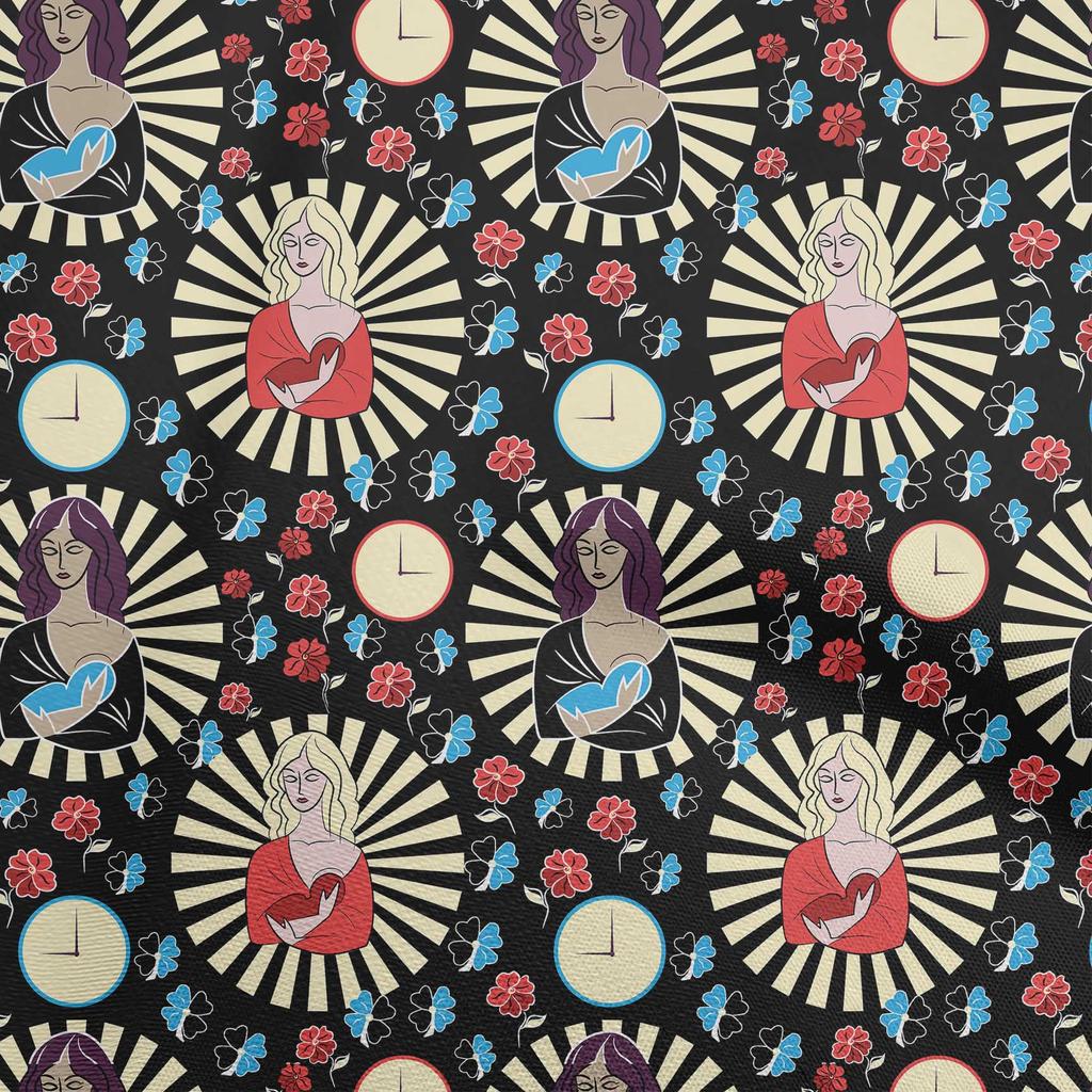 oneOone Cotton Flex Black Fabric Christmas Jesus Birth Sewing Material Print Fabric By The Yard 40 Inch