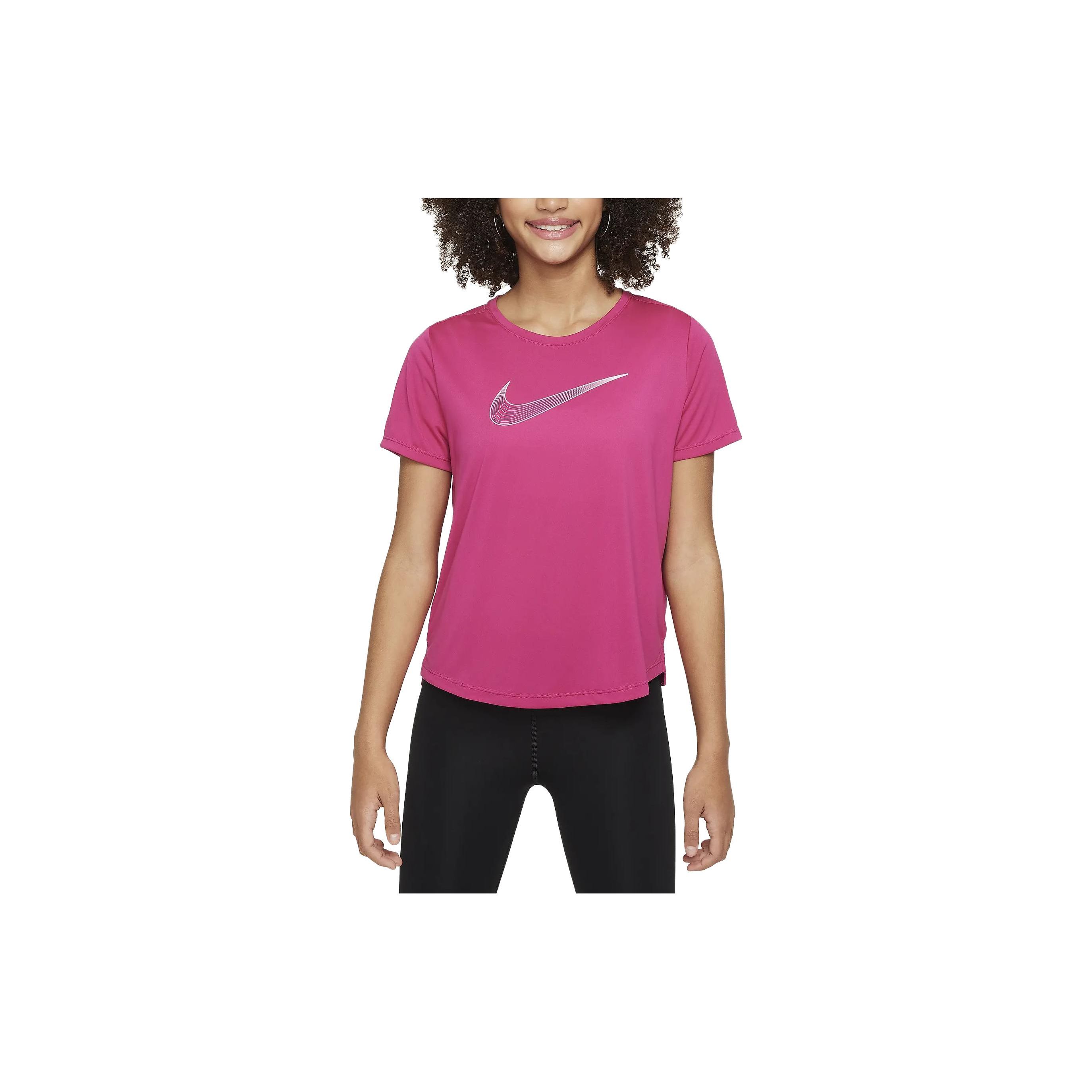 

Nike Детская футболка с коротким рукавом и круглым вырезом, с принтом логотипа Dri-Fit, повседневная, маджента DD7639-615 XL