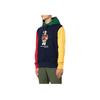 Polo Ralph Lauren FW22 Bluza męska z kapturem i długim rękawem, luźny krój, proste nogawki, nadruk kreskówkowego misia w blokach kolorystycznych, niebieska 710853351-003