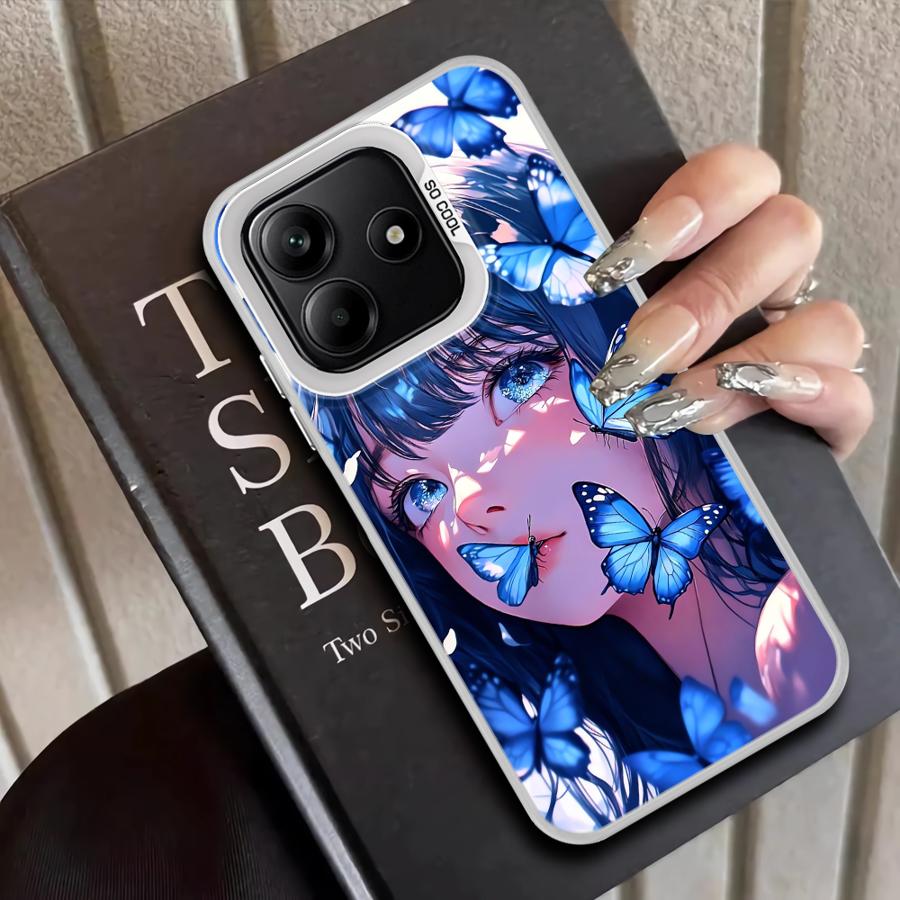 Case for Xiaomi Poco F4 F3 GT C50 C51 X3 Pro X5 X3 NFC Back Phone Cover Cartoon Butterfly Girl