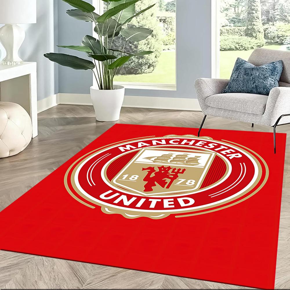 Manchester Logo Square rugs are a great choice for living rooms, bedrooms, home décor, and as gifts.
