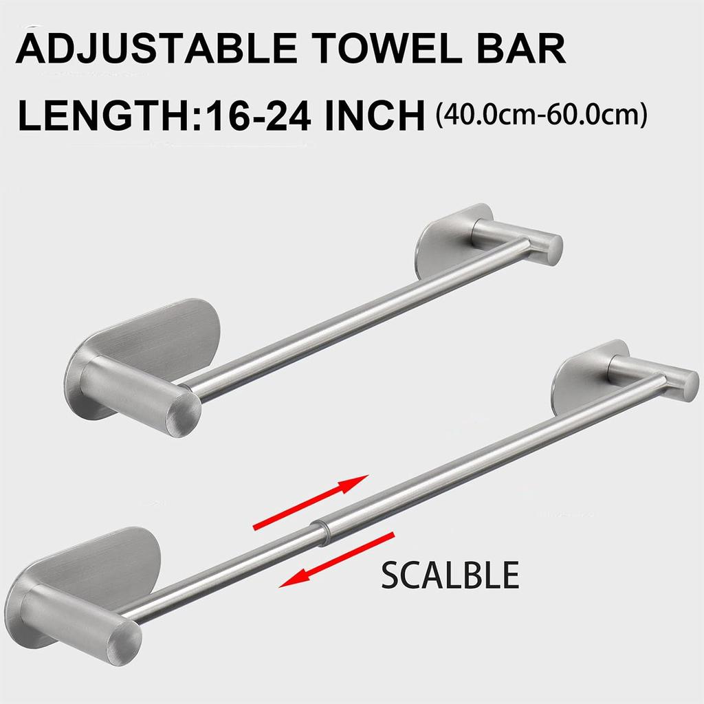 Stainless Steel Towel Bar Retractable Wall Mounted Towel Rack Rustproof Towel Organizer Rod for Bathroom Kitchen Accessories