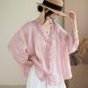 DIMANAF 2026 Summer Women Plus Size New Blouse Shirt Cotton Lace Embroidery Casual Loose Fashion Lady Tops Tees Batwing Sleeves