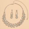 Luxury Geometric Hollow Super Flash Rhinestone Necklace Earrings Set Women'S Temperament Fashion Collarbone Chain Jewelry Women