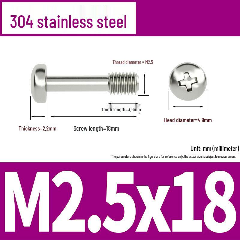 Yigu 304 Stainless Steel Phillips Round Head Captive Screws - M2/M3/M4 Half Thread Pan Head Machine Screws