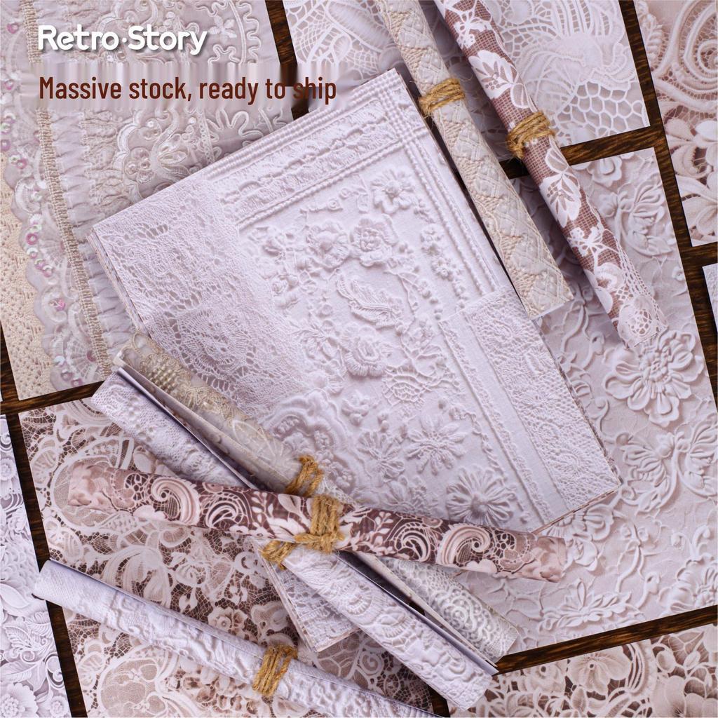 RetroStory Lace Series: Romantic Dreamy Retro Ita Bag Journal Background Paper Pack