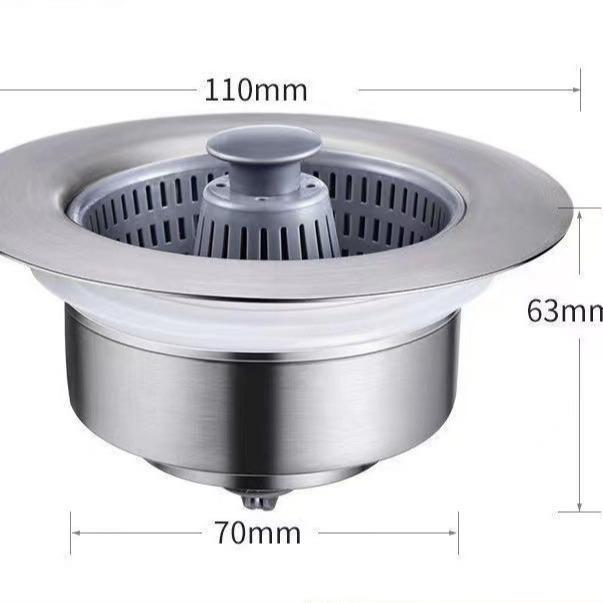 Kitchen Sink Bounce Core, ABS Anti-clogging Drain, Press-type Water-blocking Filter, Basket for Washing Dishes