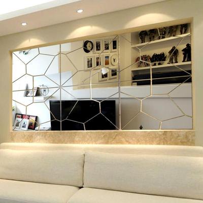 3D Stereo Mirror Wall Stickers - Creative Living Room TV Background Decor Murals