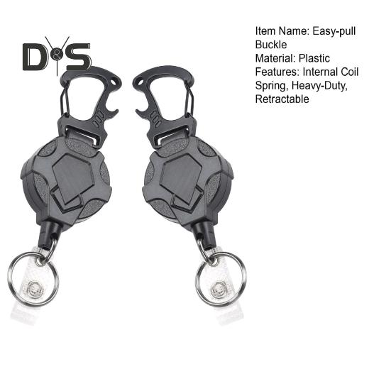 Robuster einziehbarer Schlüsselanhänger mit Magnetverschluss, taktischer Ausweishalter, Rolle, Karabinerhaken, leicht zu ziehende Schnalle