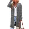 Knitted Pocket Cardigan Autumn Winter Long Cable Knit Button Cardigan Sweater Coat