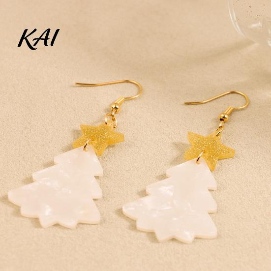 Christmas Theme Jewelry Gifts 1 Pair Tree Earrings, Glitter Acrylic Star Xmas Shape Dangle Earrings for Holiday Gatherings Festive Gift New Year Party