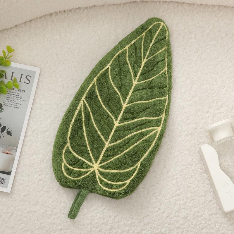 

Absorbent Hand Towel Plant Leaf Design For Kitchen Bathroom Cleaning Cloth Quick Dry Kitchen Accessories With Hanging Loop