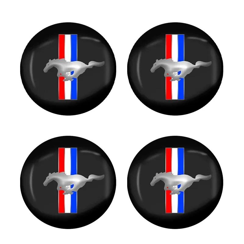 Car Sticker Hot For Ford 4pcs 56mm Car Wheel Hub Center Cap Emblem Stickers For Ford Mustang spoiler Shelby GT 350 500 Cobra e F